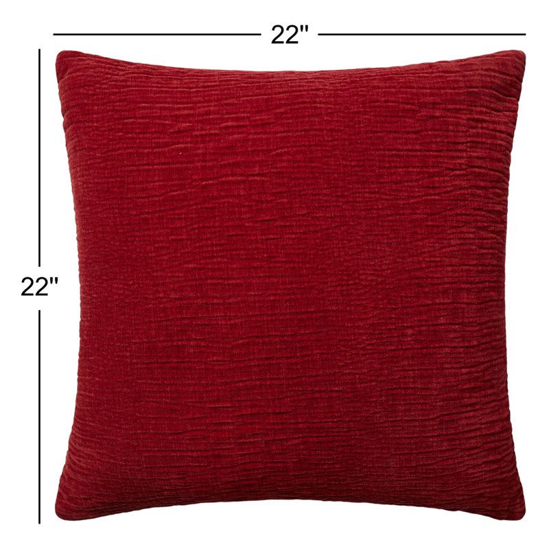 Housse et insert de coussin texturé réversible Edan, Duvet, Rouge, 22 po x 22 po