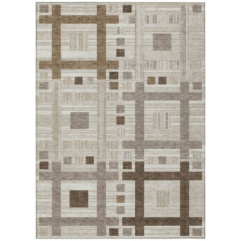 Machine Washable Indoor/Outdoor Chantille ACN2708 Geometric Rug, 8' x 10', Beige