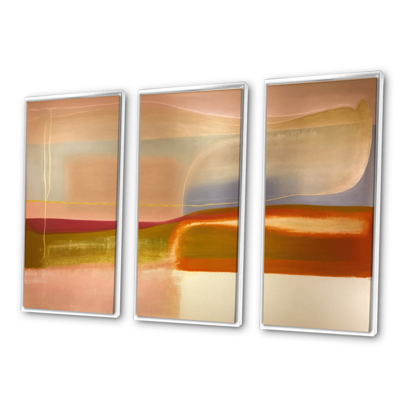 Arslaan - 3 pièces, peinture sur toile, Toile avec cadre blanc, H 32 po x l 48 po x P 1 po