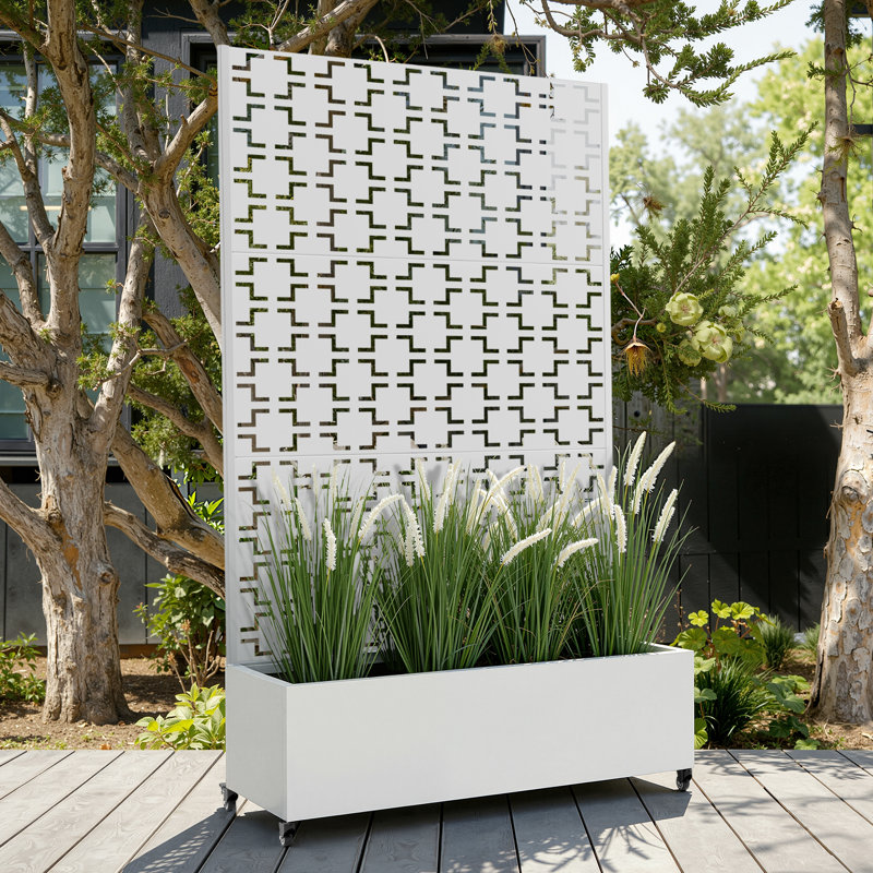 Raised Garden Bed with Trellis on Wheels – Versatile Metal Planter Box with Trellis, Multi-Style Planter Boxes with Trellis Privacy Screen for Patio and Garden