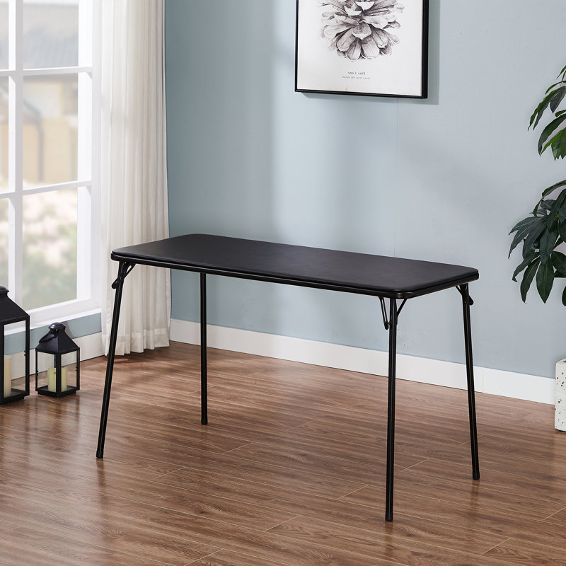 47.2'' Black Metal Foldable Card Table with MDF Top