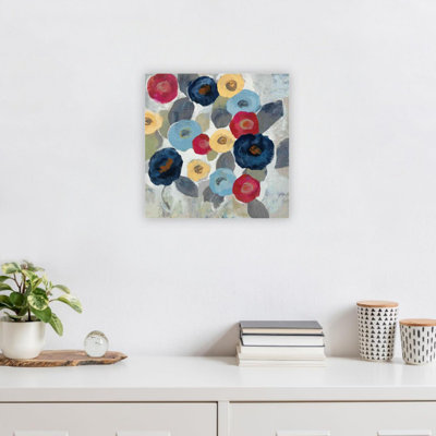 Fleurs grises d'hiver sur toile, art mural moderne de 24 po x 24 po