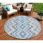 Tapis intérieur / extérieur rond lavable bleu marine et bleu denim HomeRoots 8 pi