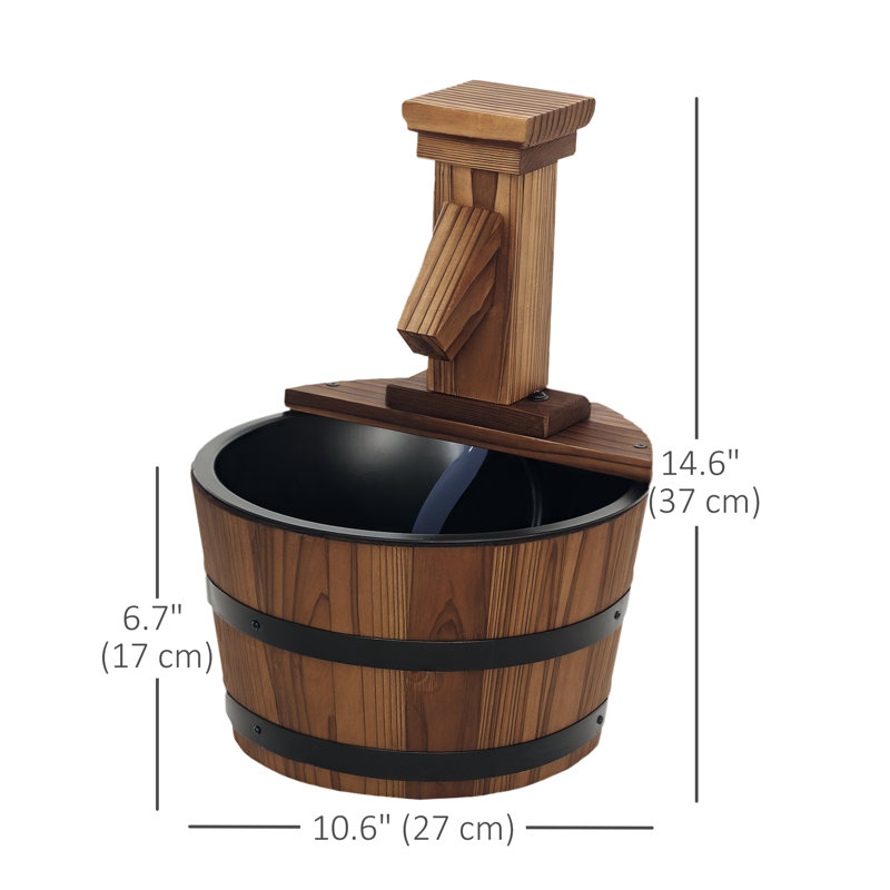 Fontaine d'extérieur en cascade, tonneau de jardin en bois, carbonisé