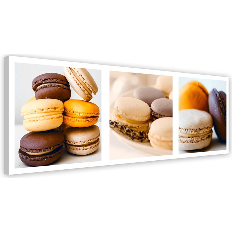 Dessert Macarons 1 Piece Wall Art on Canvas, 40cm H x 120cm W