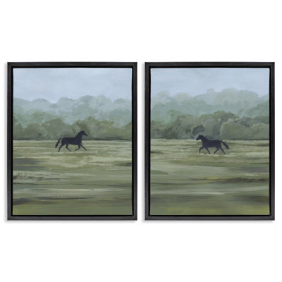 Rider's Shadow Horses 2 Piece  Floater Canvas Set, design by Grace Popp