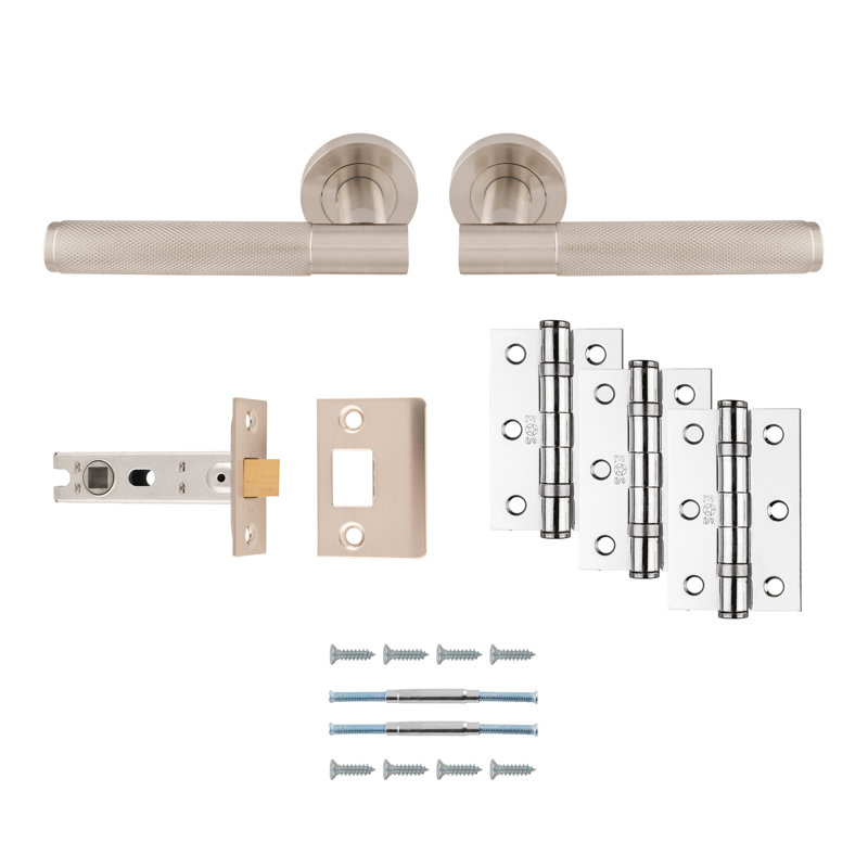 Lagos Door Handle, Satin Nickel