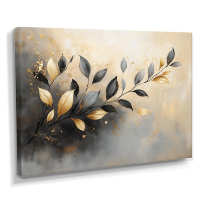 Branche de murmure doré - Tableau botanique encadré sur toile