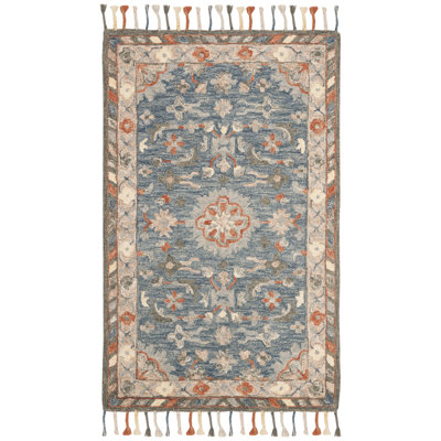 Vahakn Hand-Tufted Wool Blue Area Rug