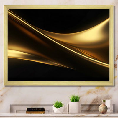 Gold And Black Surreal Tides III Framed On Canvas Print