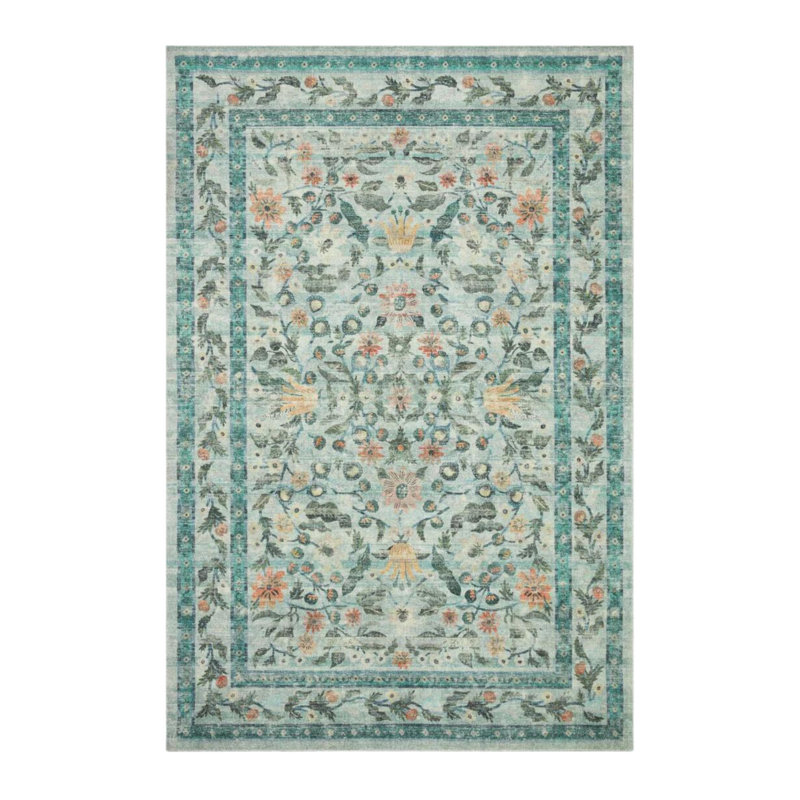 Tapis vert pastel, Rectangle 4 pi 7 po x 6 pi 6 po