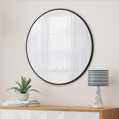 Wall Mirror 48 Inch Oversized Big Size Black Circular Mirror Metal Framed Mirror Round Vanity Mirror Dressing Mirror, for Bathroom, Living Room, Bedroom Wall Decor
