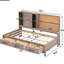 Lit de jour simple avec rangement, panneau de liège, ports et 3 tiroirs en bois antique - capacité de charge élevée pour les meubles de chambre à coucher-118027605