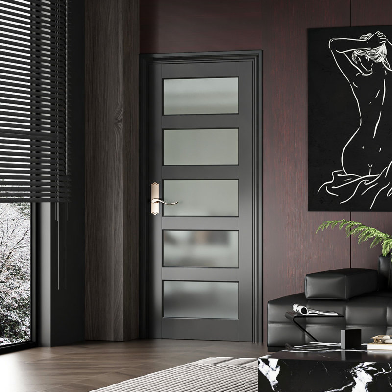 Porte intérieure en verre trempé Black Lite, 30 po x 80 po