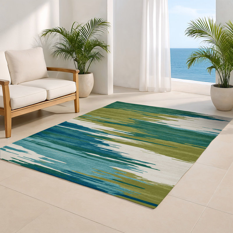 Tapis intérieur et extérieur vert Watercolor, Rectangle 4pi x 6 pi