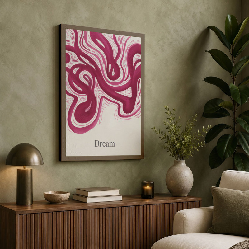 Dream in Motion Minimalist 1 Piece Wrapped Canvas Wall Art, 30x20 - 76.2 x 50.8 cm, Ochre Border
