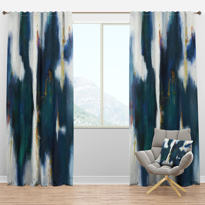 Blue Glam Texture I - Modern Velvet Curtain - Room darkening - 1 panel, 52"W x 95"L