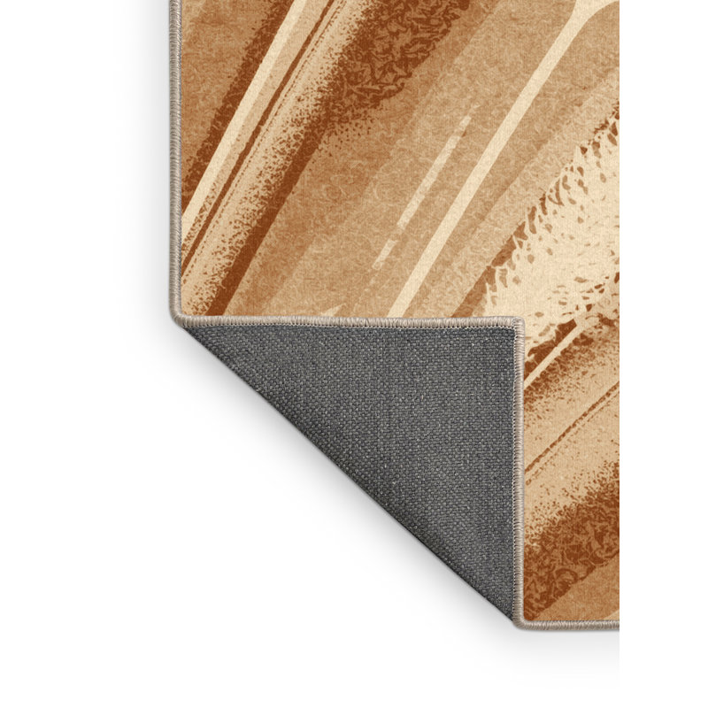 Tapis beige moelleux moelleux et moelleux à motif de pampa beige moderne - reliure beige, 2 pi x 3 pi