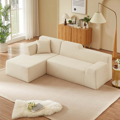 Modern minimalist L-shaped corduroy high back sofa