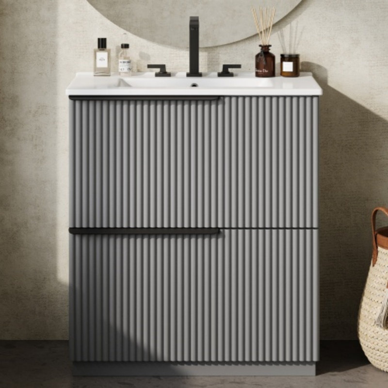 Meuble-lavabo de salle de bain 30 po, Gris