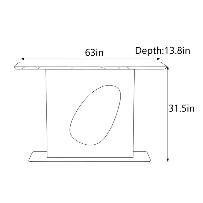 Table d'entrée moderne en bois massif minimaliste, Naturel, H 31,5 po x l 63 po x P 13,8 po