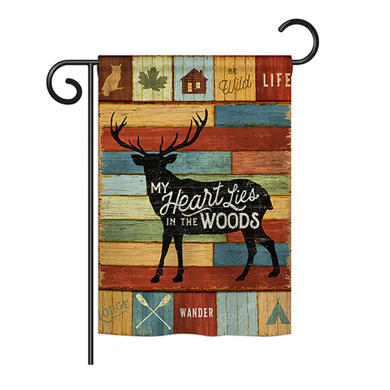 Mon coeur se trouve dans le bois de polyester de 2 côtés 18,5 x 13 po. drapeau de jardin