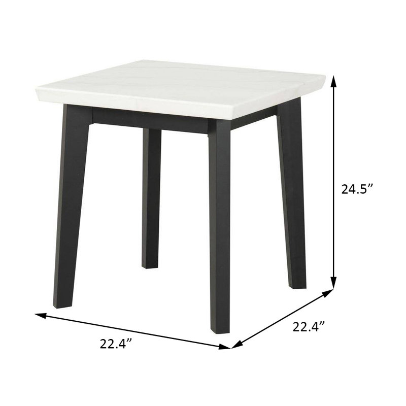Thisted Contemporary Square Marble End Table - White/Black