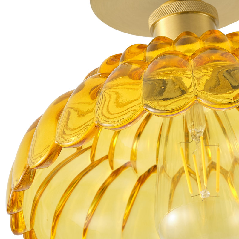 1-Golden brown bowl shaped adjustable iron ceiling light