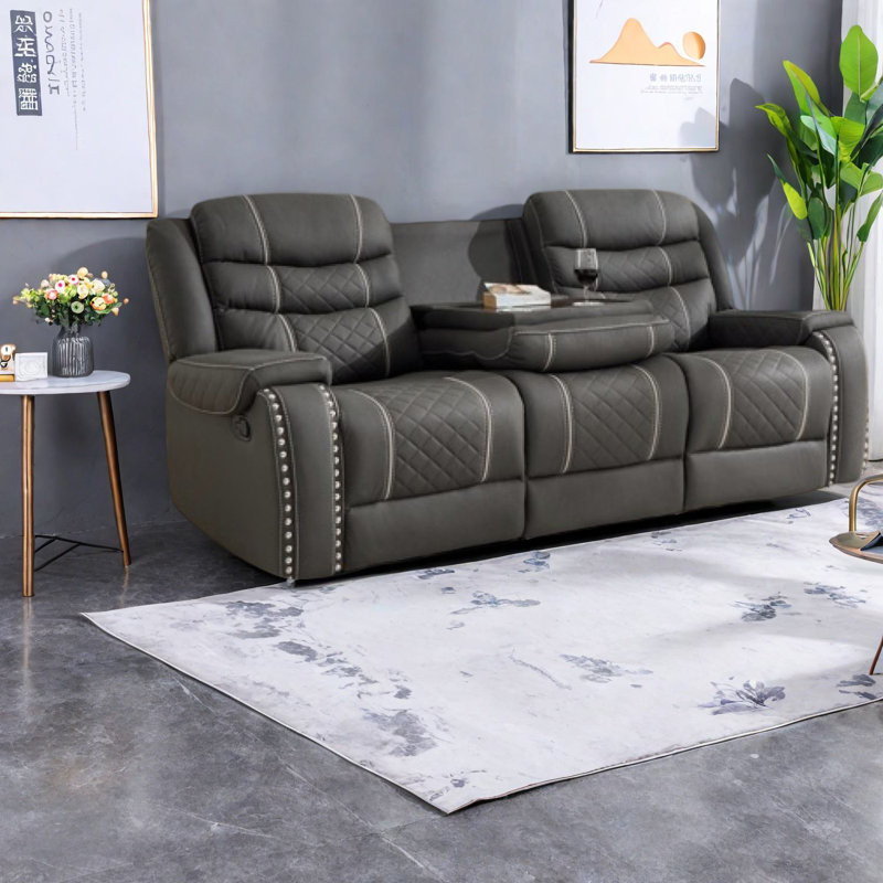 Confortables fauteuils inclinables en microfibre noire, style classique pour le salon