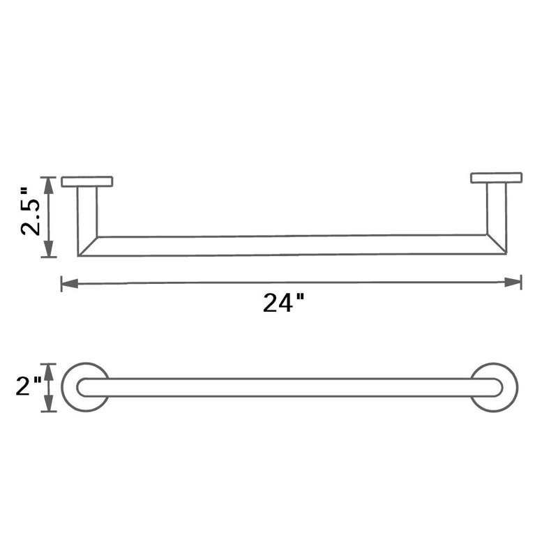 Munich Single Towel Bar - Wall Mount - 30" Brass/Polished Chrome, Matt Black, 4" H x 28" W x 28" D