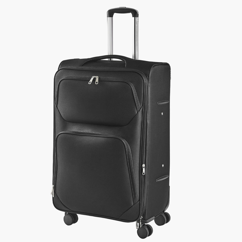 28-Inch Softside Expandable Luggage with Spinner Wheels Checked Suitcase Black