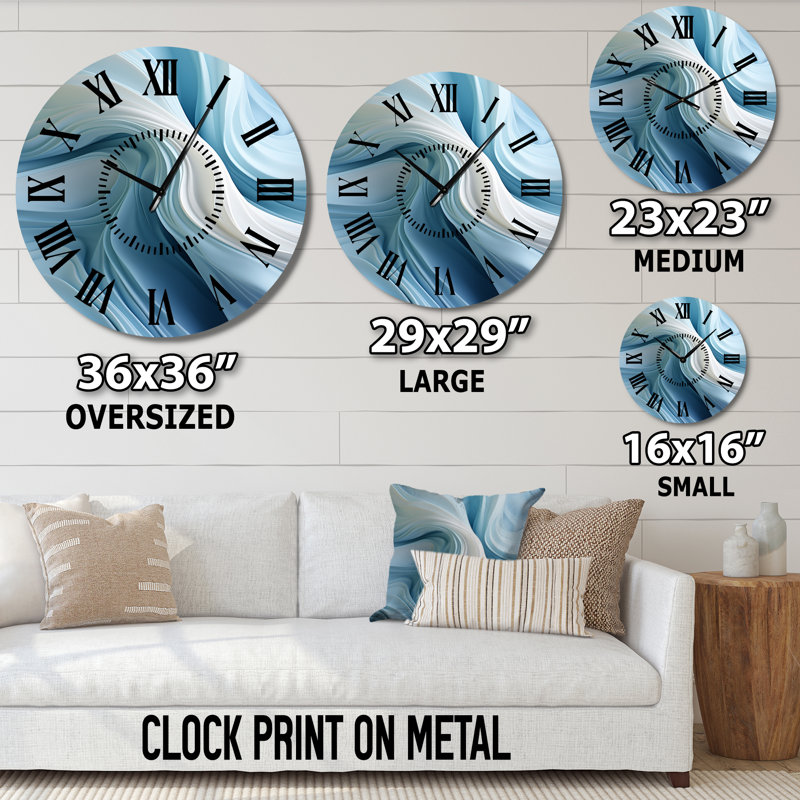 Horloge murale blanche et bleue Zen, Surdimensionné