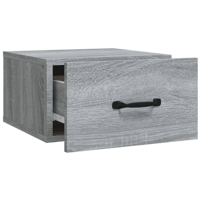 17 Stories Wall-Mounted Bedside Cabinet, Grey, Individual