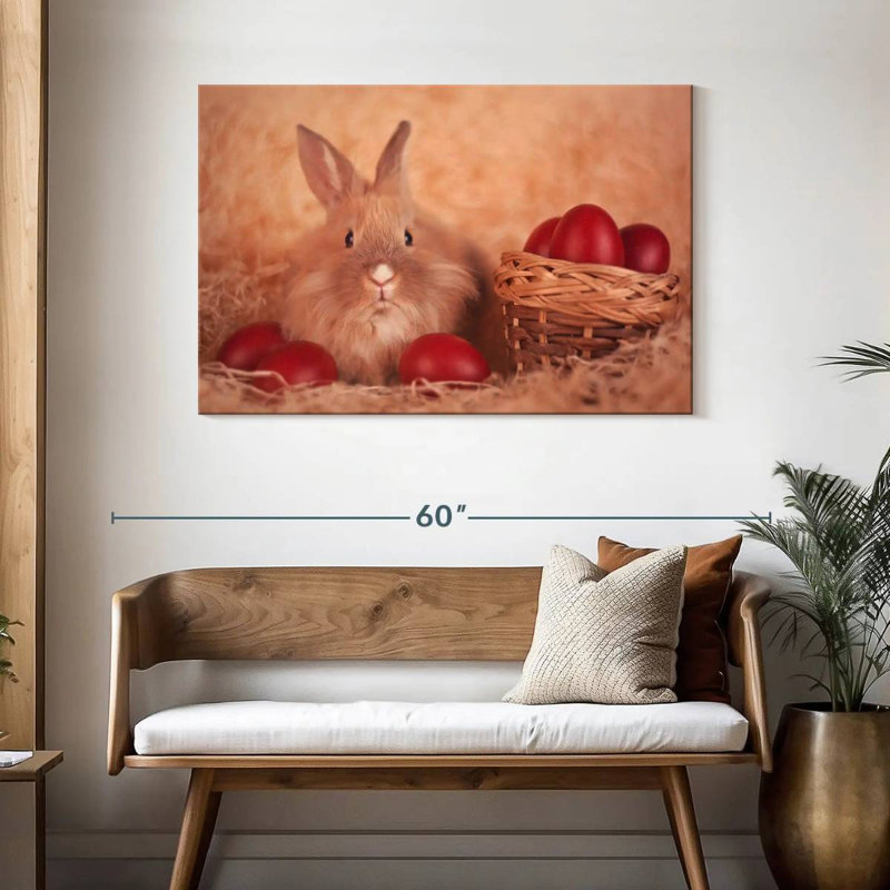 Œufs de Pâques et lapin Lelend, H 30 po x l 45 po