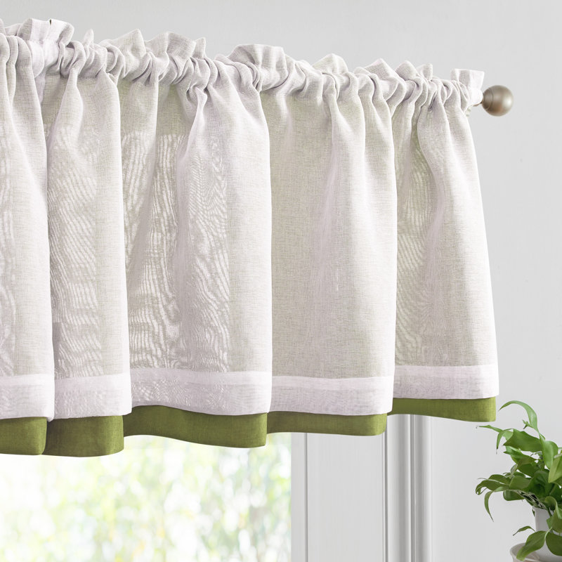 Rod Pocket Double layer Window Valance, Green, 52" W x 19" L