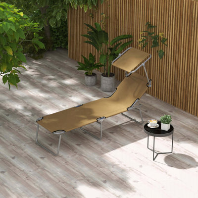 Chaise longue pliante avec auvent réglable