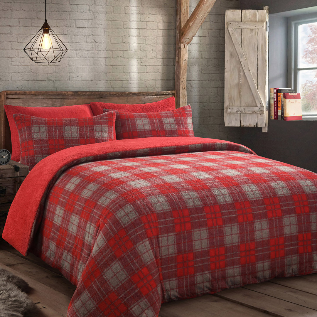 Velosso Check Teddy Soft Cosy Fleece Duvet Set