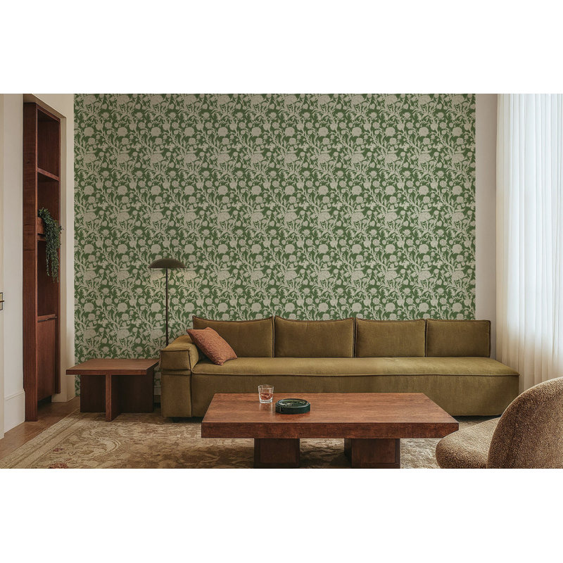 Blooming Thicket - Wallpaper, Linen Stone, Peel & Stick, Self-Adhesive
