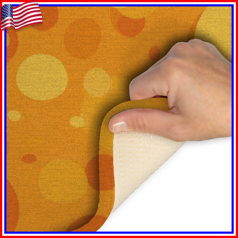 Tapis de salle de bain Circles, Simple - L 24 po x l 17 po, Orange Polka Dots