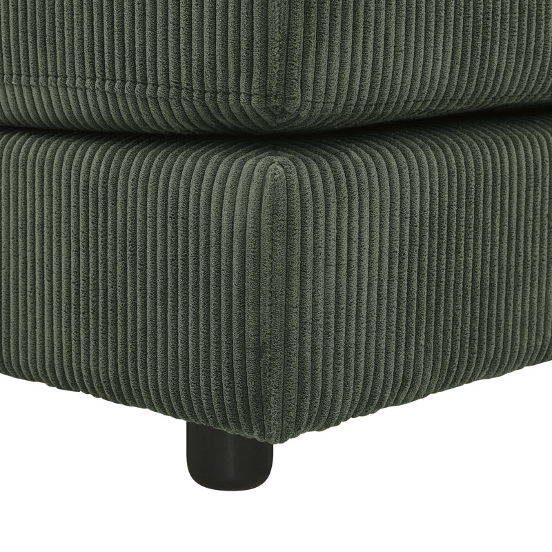 Canapé modulaire réversible de 89 po avec repose-pieds Arzuaga, Noir, Plastique, Muted Moss Green