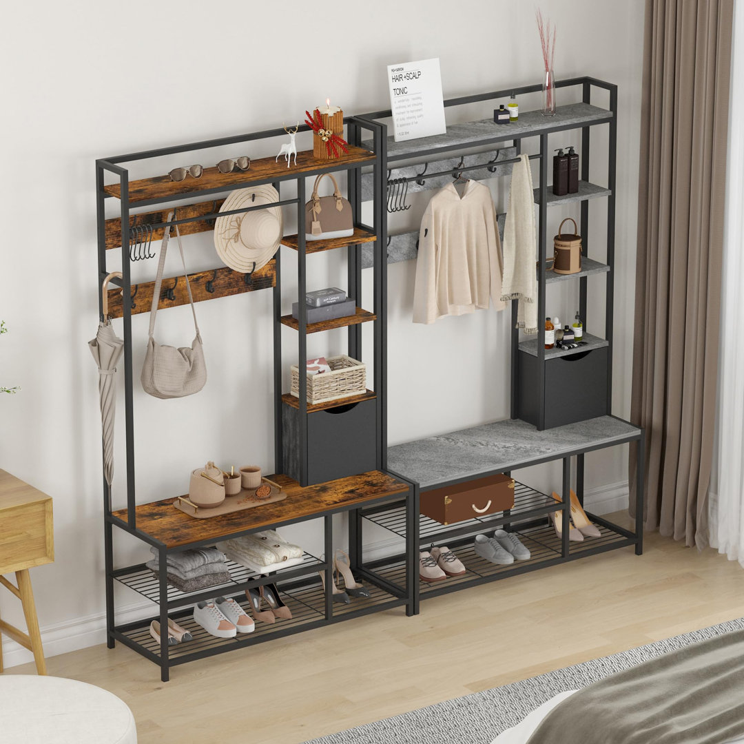 Hall Tree with Bench and Shoe Storage