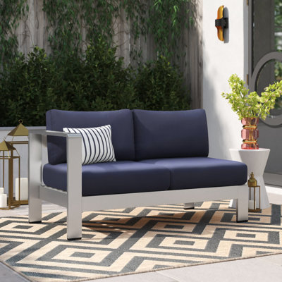 Shore Sunbrella Fabric Aluminum Outdoor Patio Left-Arm Loveseat by Modway
