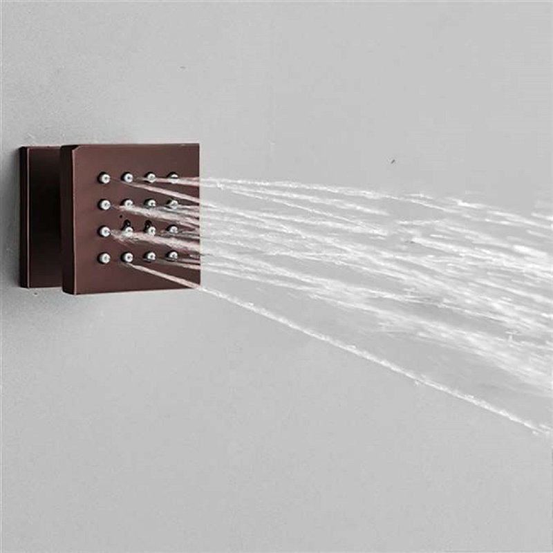 Douche à DEL BathSelect en bronze huilé à bain d'eau avec jets de corps réglables et mélangeur thermostatique à fixation murale BathSelect