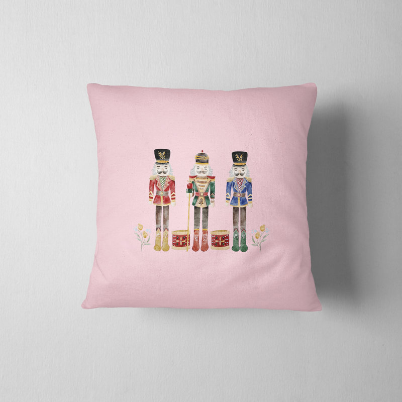 Housse de coussin Nutcracker Three Holiday, H 20 po x l 20 po, Rose