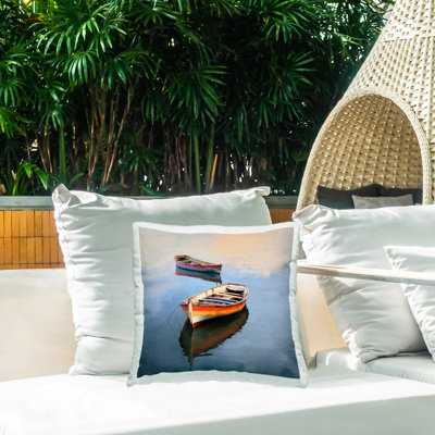 Coussin d'extérieur imprimé Dinghy Boat Scenery par Irena Orlov