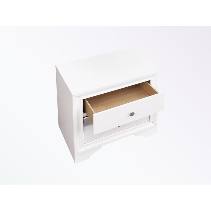 Table de chevet avec trois tiroirs, Blanc