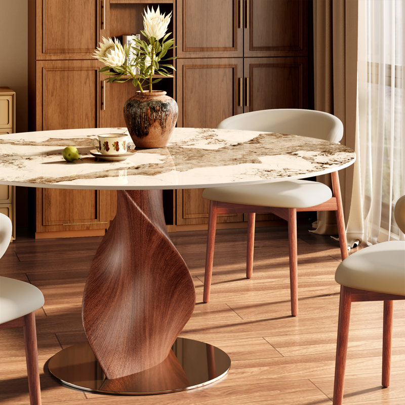 Table de salle à manger Mid-Century, Glossy Sand, H 29,53 po x L 47,24 po x l 47,24 po