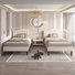 Aldora Twin Size Set Platform Bed with Adjustable Teddy Fabric Headboard