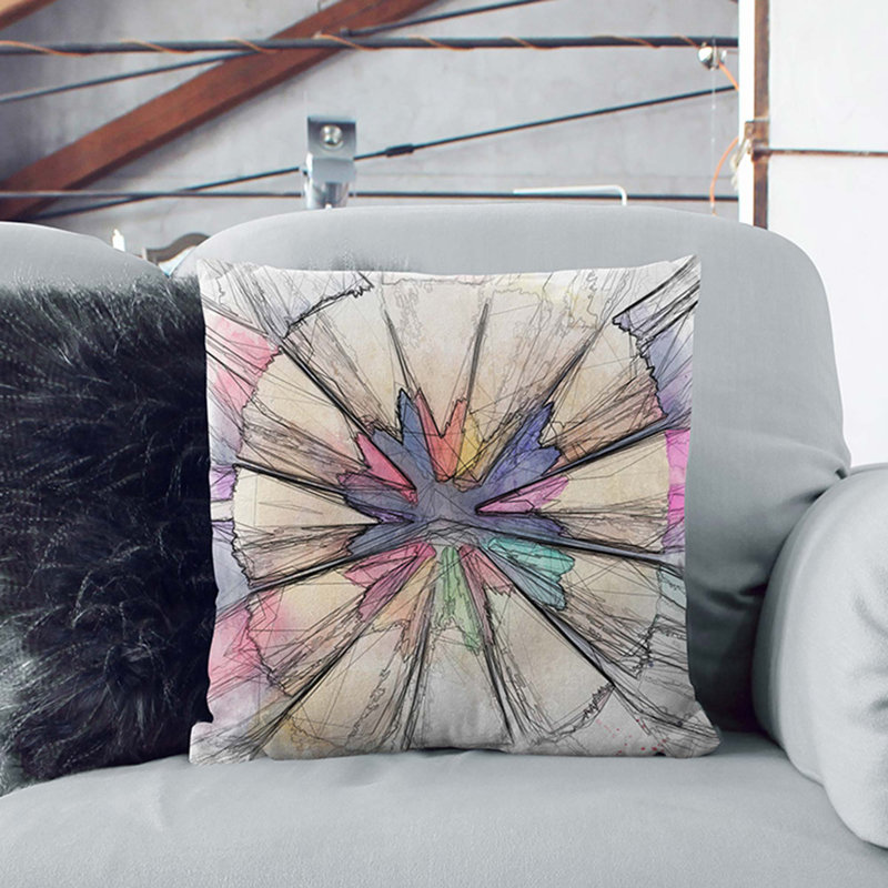 Coloured Pencils In Abstract Square Throw Cushion, 55 x 55 cm