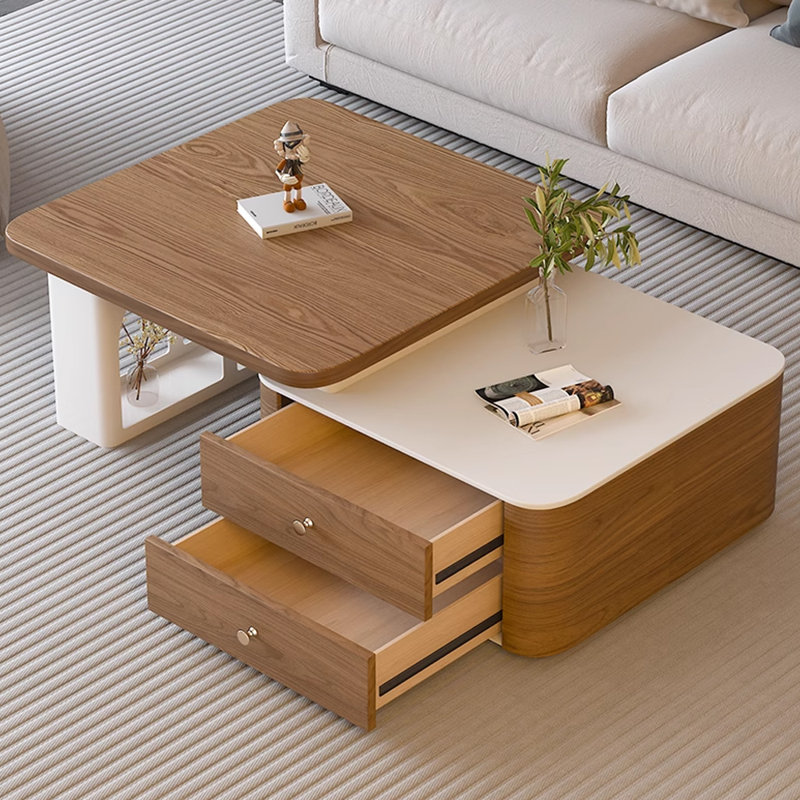 Table basse simple en bois massif de style crème